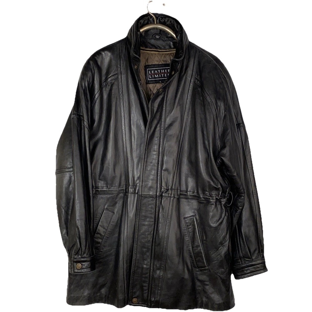 SOFT Leather Limited Jacket Men‎ XL Black Coat Zip Out Winter Lining Thermolite